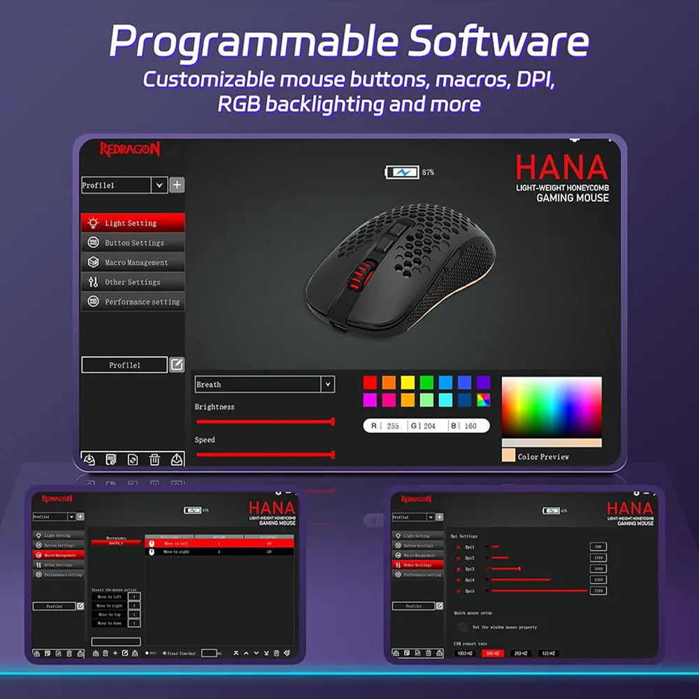 Redragon Hana M694 Triple Mode Bluetooth Wireless & Wired RGB Gaming Mouse 7200Dpi