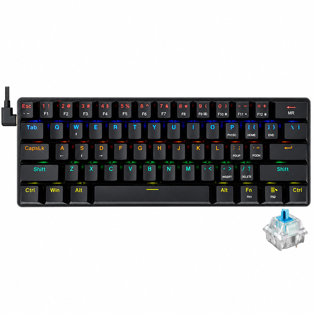 كيبورد ريدراجون سلكي رينبو جيمنج سويتش أزرق إنجليزي وعربي Jax K613-KB