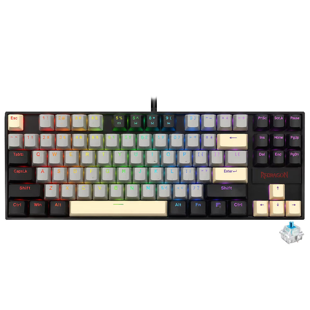 Redragon Kumara K552 GLY Blue Switch Wired Rainbow Gaming Keyboard English & Arabic