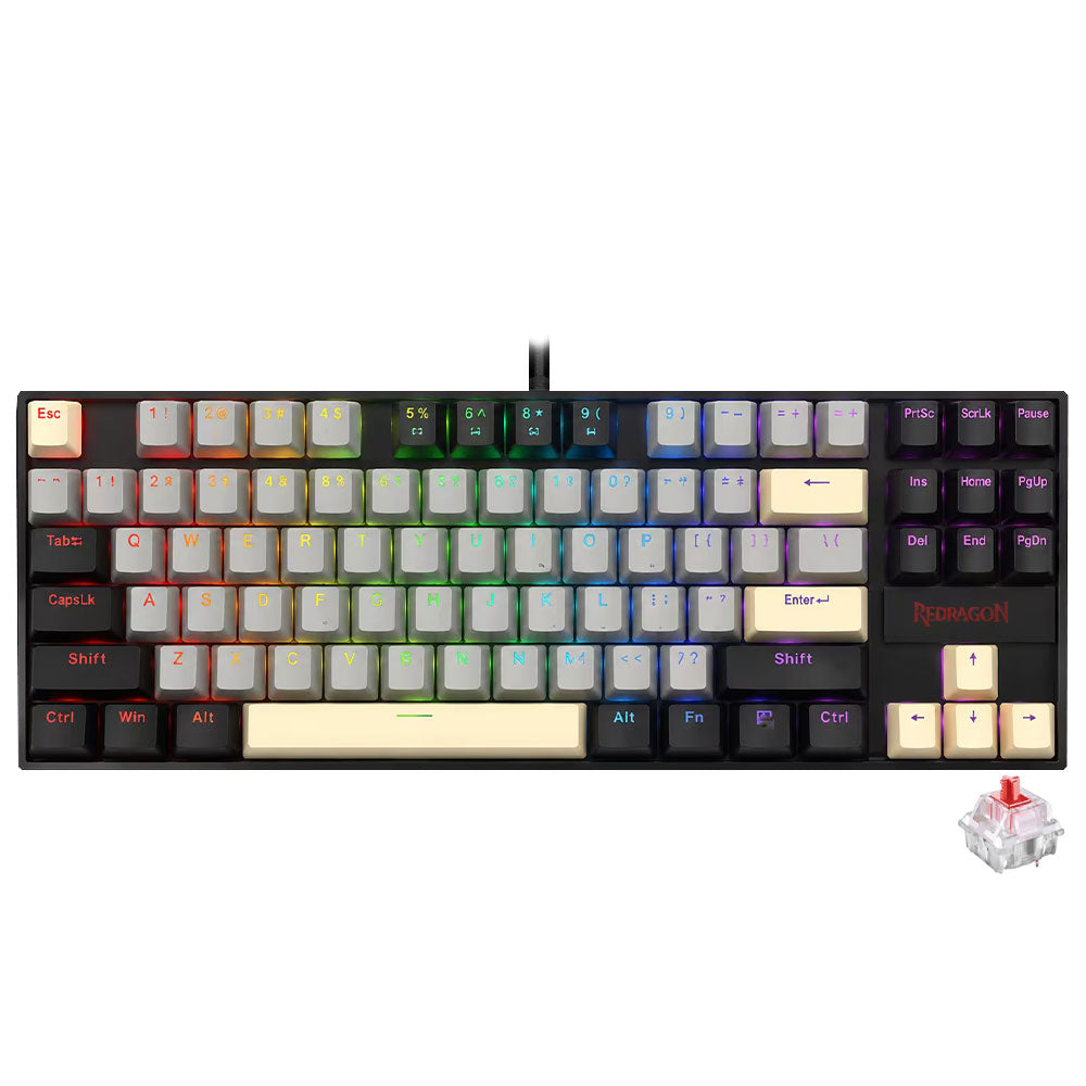 Redragon Kumara K552 GLY Red Switch Wired Rainbow Gaming Keyboard English & Arabic