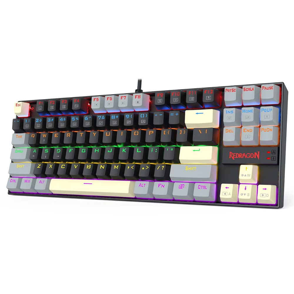 Redragon Kumara K552LGY-R Blue Switch Wired Rainbow Gaming Keyboard English & Arabic