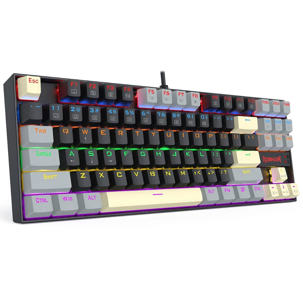 Redragon Kumara K552LGY-R Blue Switch Wired Rainbow Gaming Keyboard English & Arabic