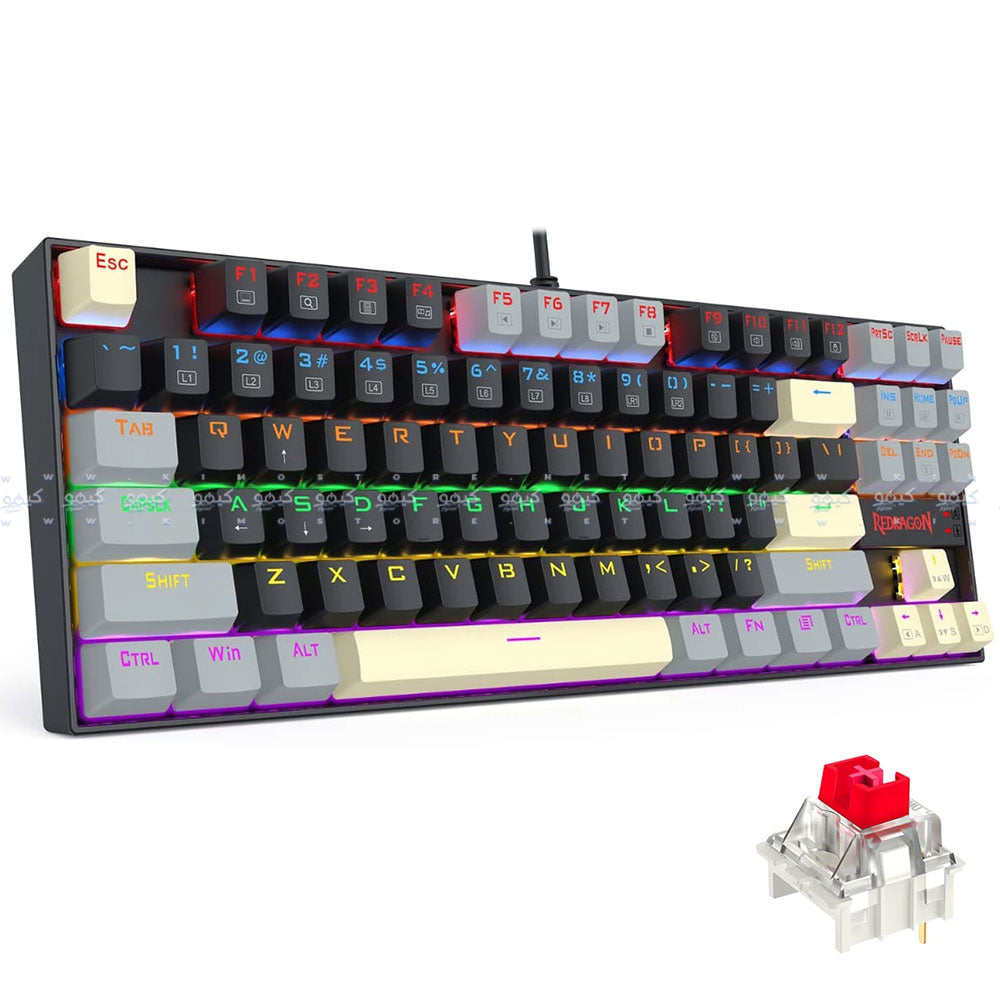 كيبورد ريدراجون سلكي رينبو جيمنج سويتش أحمر إنجليزي وعربي Kumara K552LGY-R