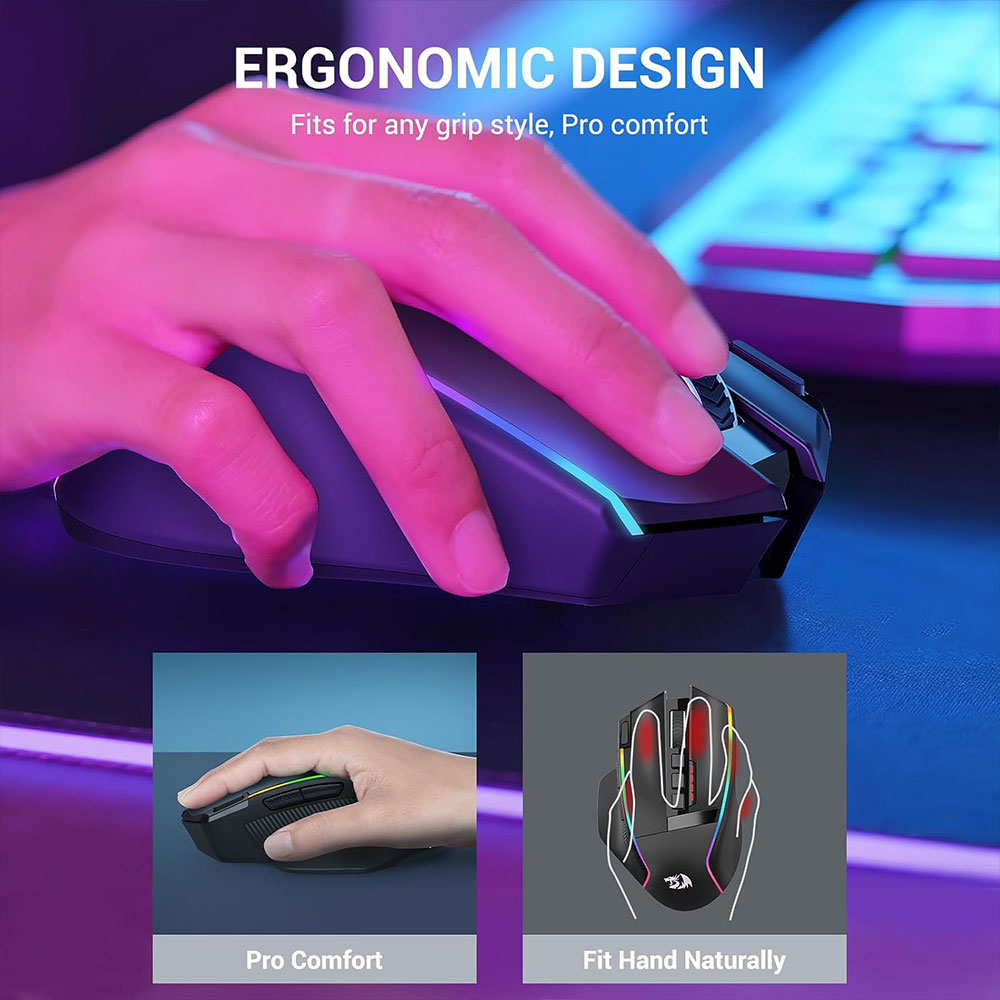 Redragon M915WL Dual Mode Rechargeable Wireless & Wired RGB Gaming Mouse 16000Dpi
