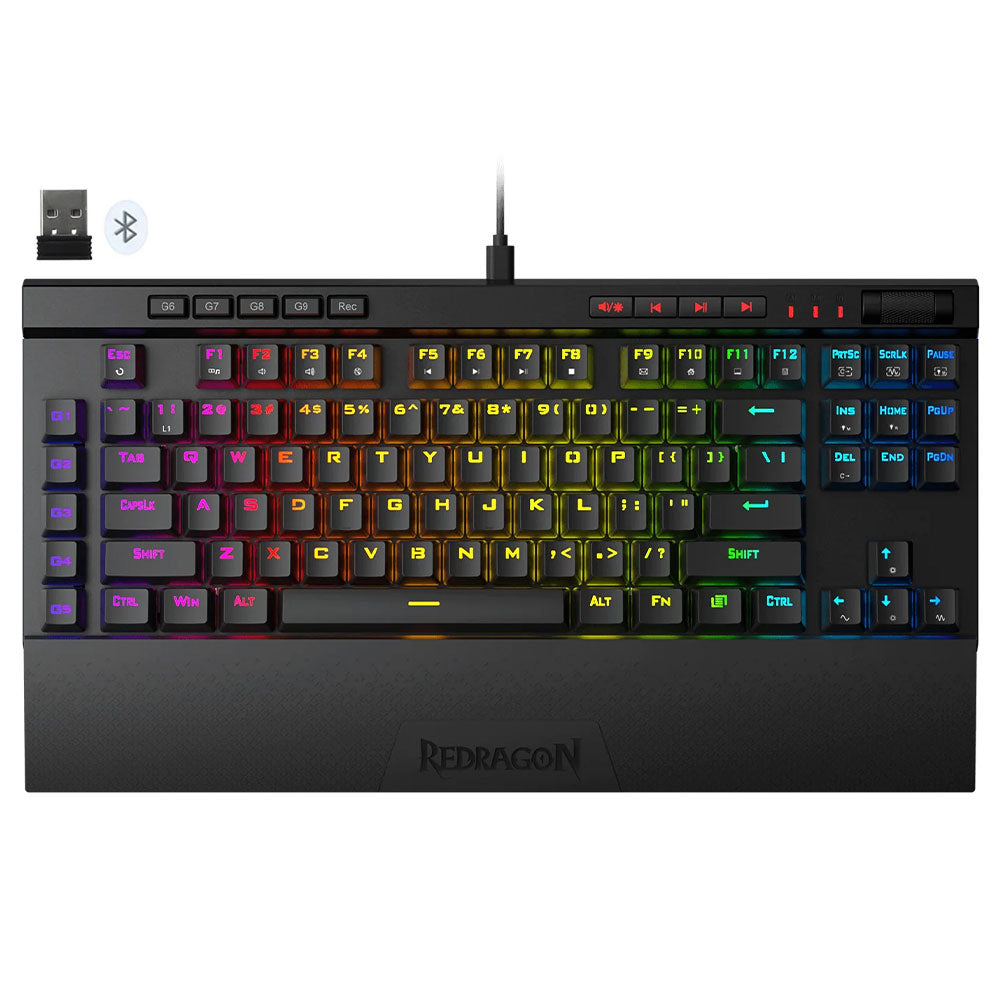 Redragon MAGIC-WAND K587 Pro TKL Triple Mode Rechargeable Bluetooth Wireless & Wired RGB Gaming keyboard English & Arabic