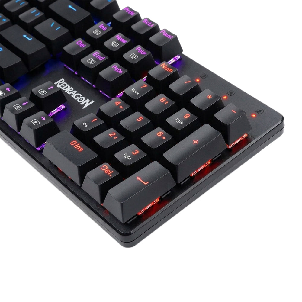 Redragon Valheim Elite K608E Blue Switch Wired Rainbow Gaming Keyboard English & Arabic - Black