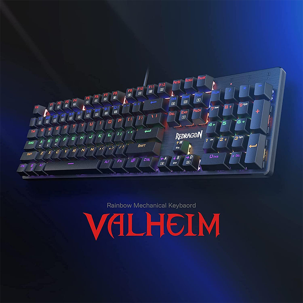 Redragon Valheim K608-R Brown Switch Wired Rainbow Gaming Keyboard English & Arabic