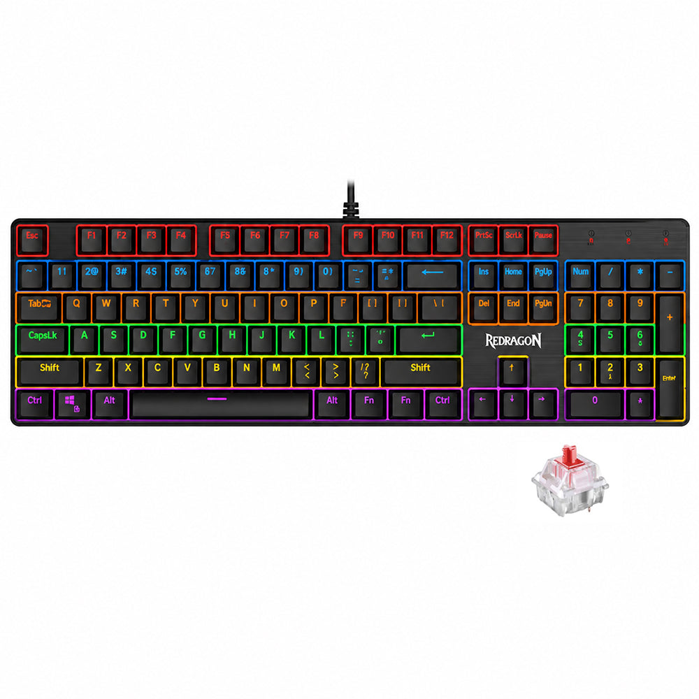 Redragon Valheim K608-R Red Switch Wired Rainbow Gaming Keyboard English & Arabic