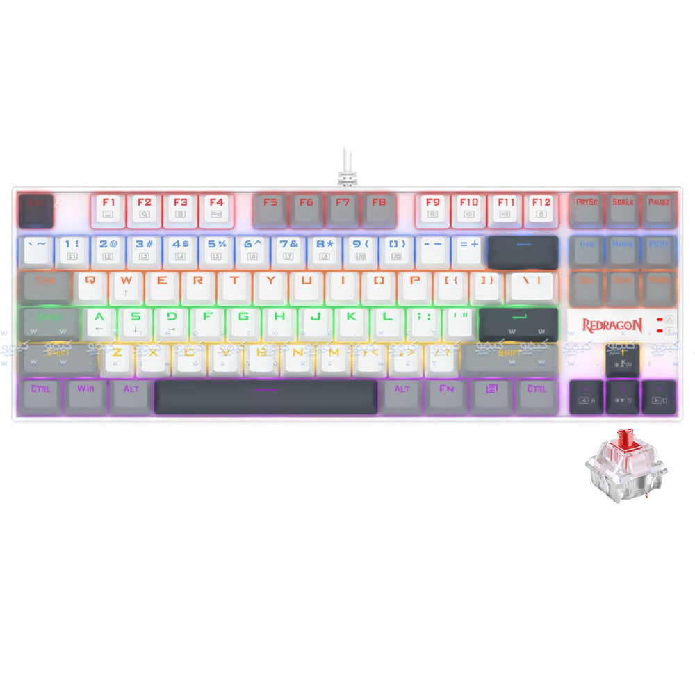 Redragon Kumara K552WGL-R Red Switch Wired Rainbow Gaming Keyboard English & Arabic