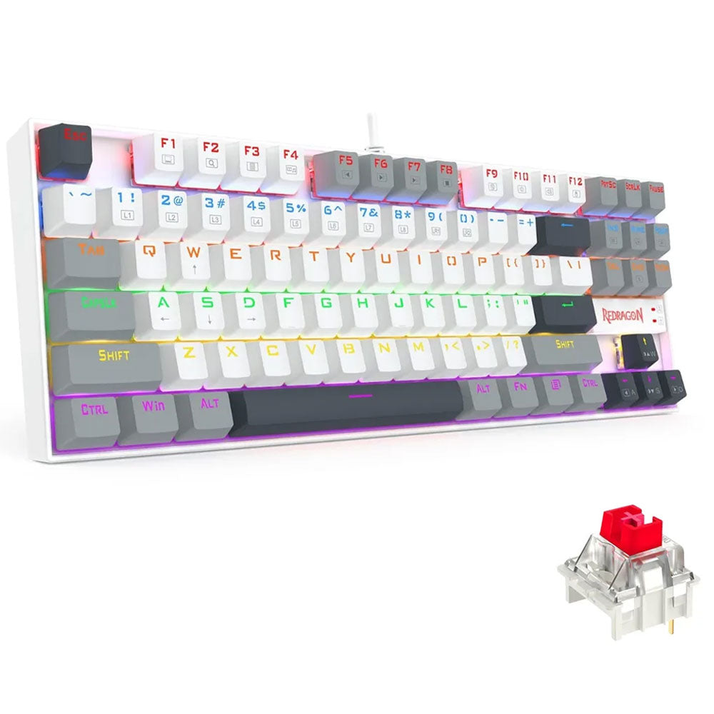 Redragon Kumara K552WGL-R Red Switch Wired Rainbow Gaming Keyboard English & Arabic