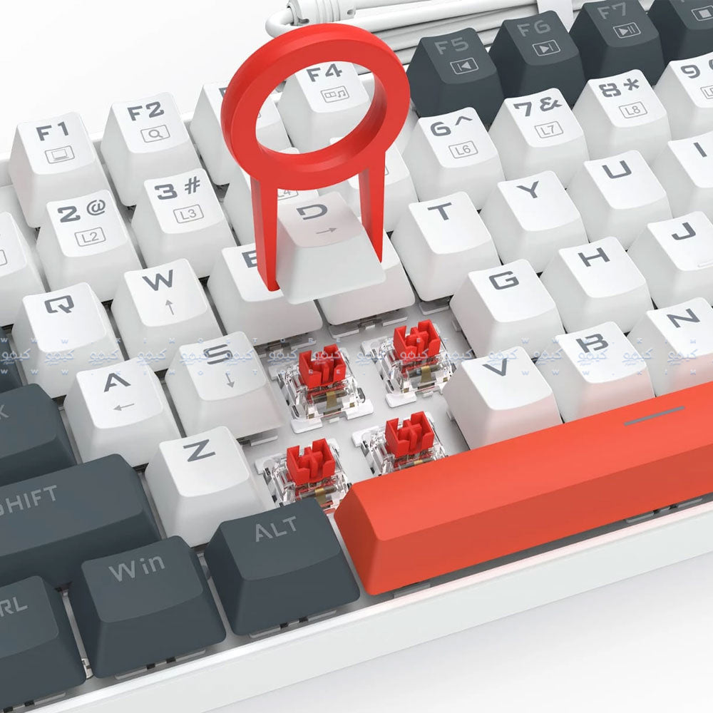 كيبورد ريدراجون سلكي رينبو جيمنج سويتش احمر إنجليزي وعربي K552WLR-R Kumara