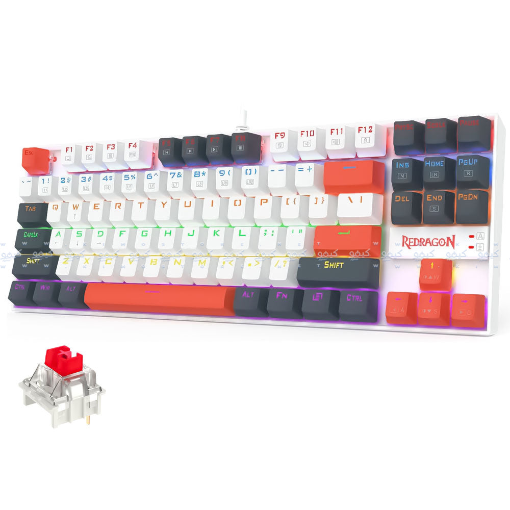 كيبورد ريدراجون سلكي رينبو جيمنج سويتش احمر إنجليزي وعربي K552WLR-R Kumara