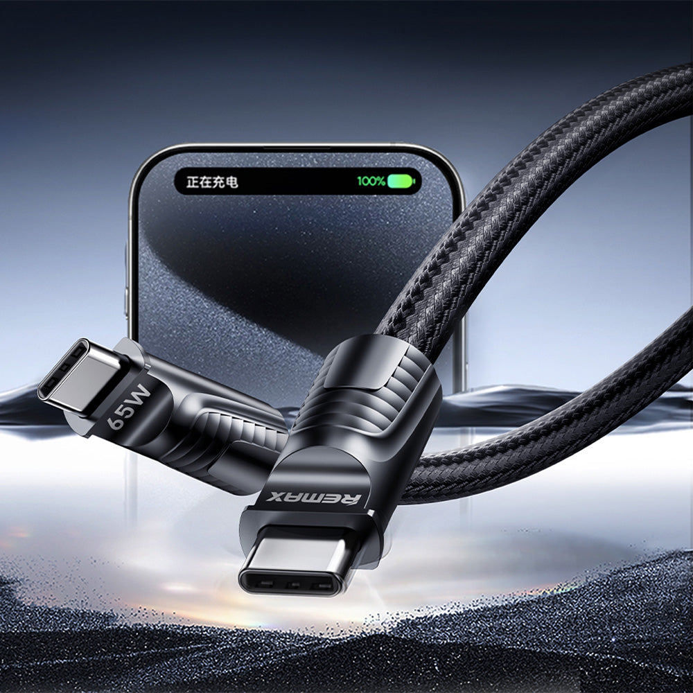 Remax C29 (C-C) Lanyard Type-C To Type-C Cable 65W Fast Charging 0.3m - Black