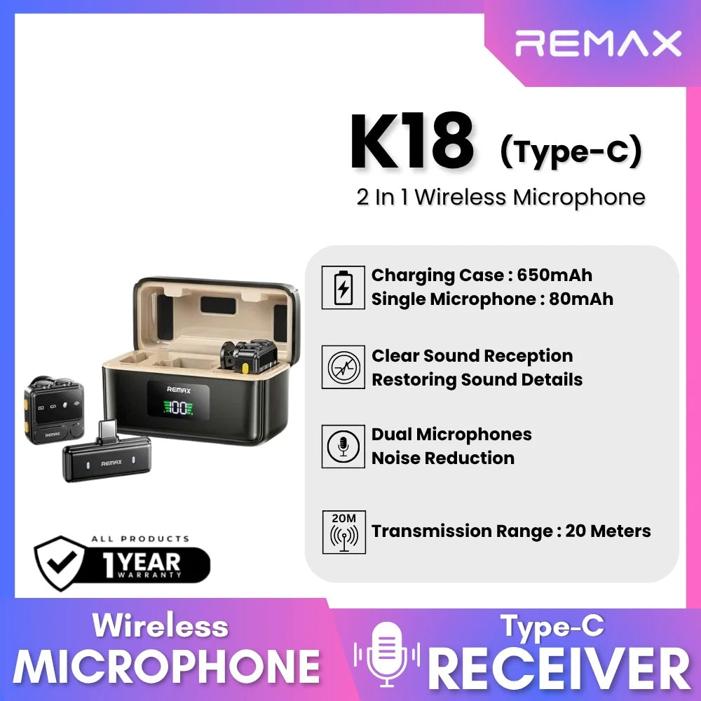 Remax K18 Type-C Dual Channel Wireless