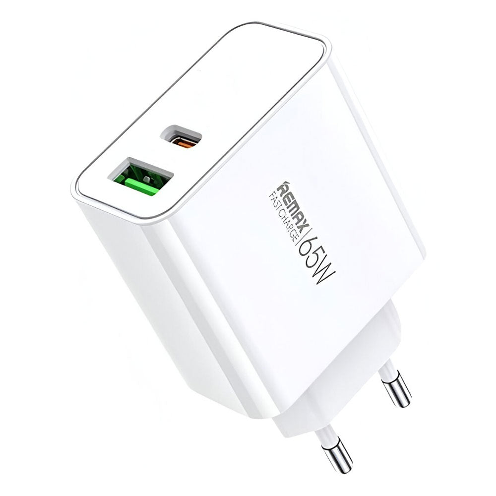 Remax RP-U125 GaN Wall Charger Type-C + USB 3A 65W Fast Charging - White