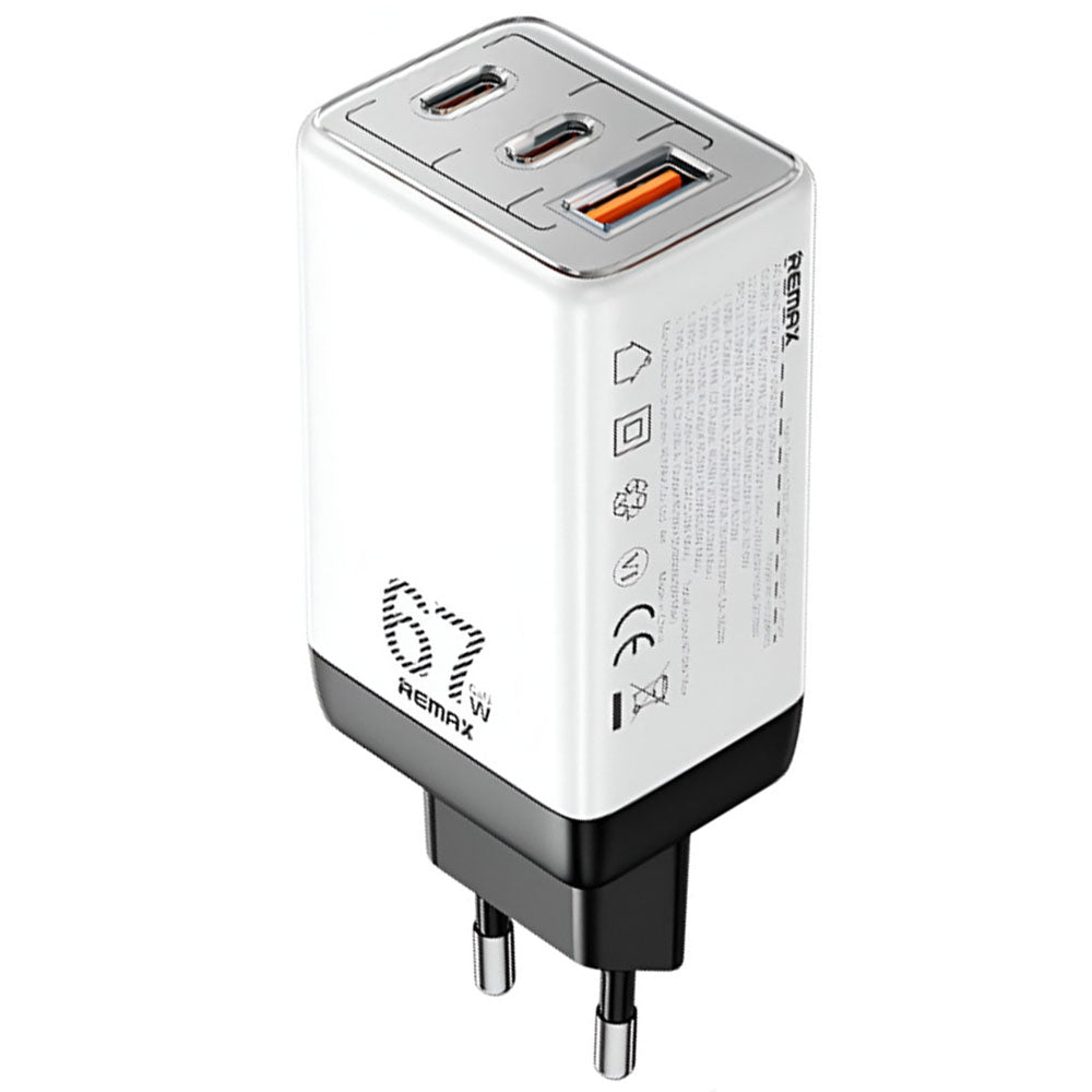 Remax RP-U159 Pro GaN Wall Charger 2x Type-C + USB 3A 67W Fast Charging - White