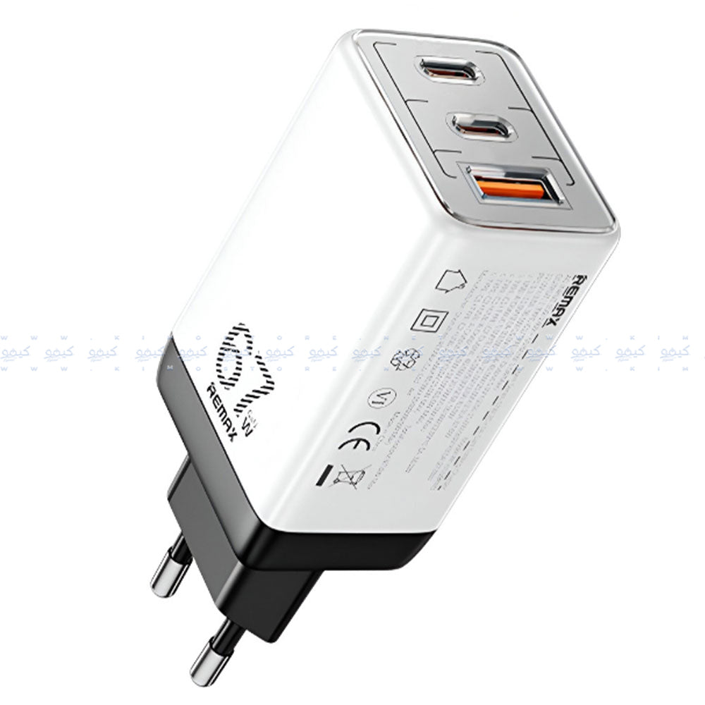 Remax RP-U159 Pro GaN Wall Charger 2x Type-C + USB 3A 67W Fast Charging - White