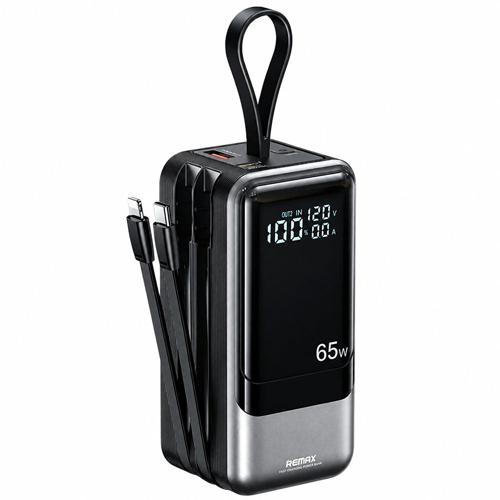 Remax RPP-59 Power Bank USB + Type-C 65W Fast Charging 20000mAh Built-In 2 Cables