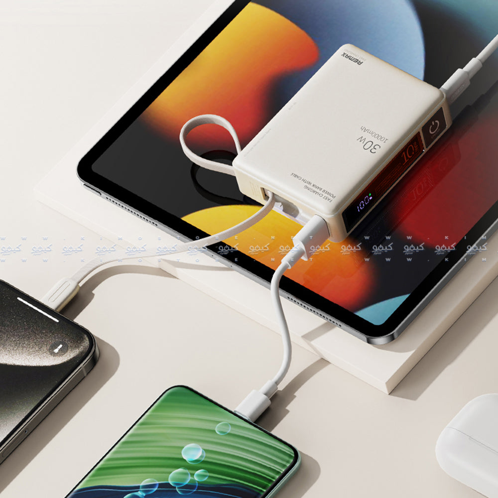 Remax RPP-86 Power Bank 1x USB + 1x Type-C 30W+22.5W Fast Charging 10000mAh Built-In Type-C Cable