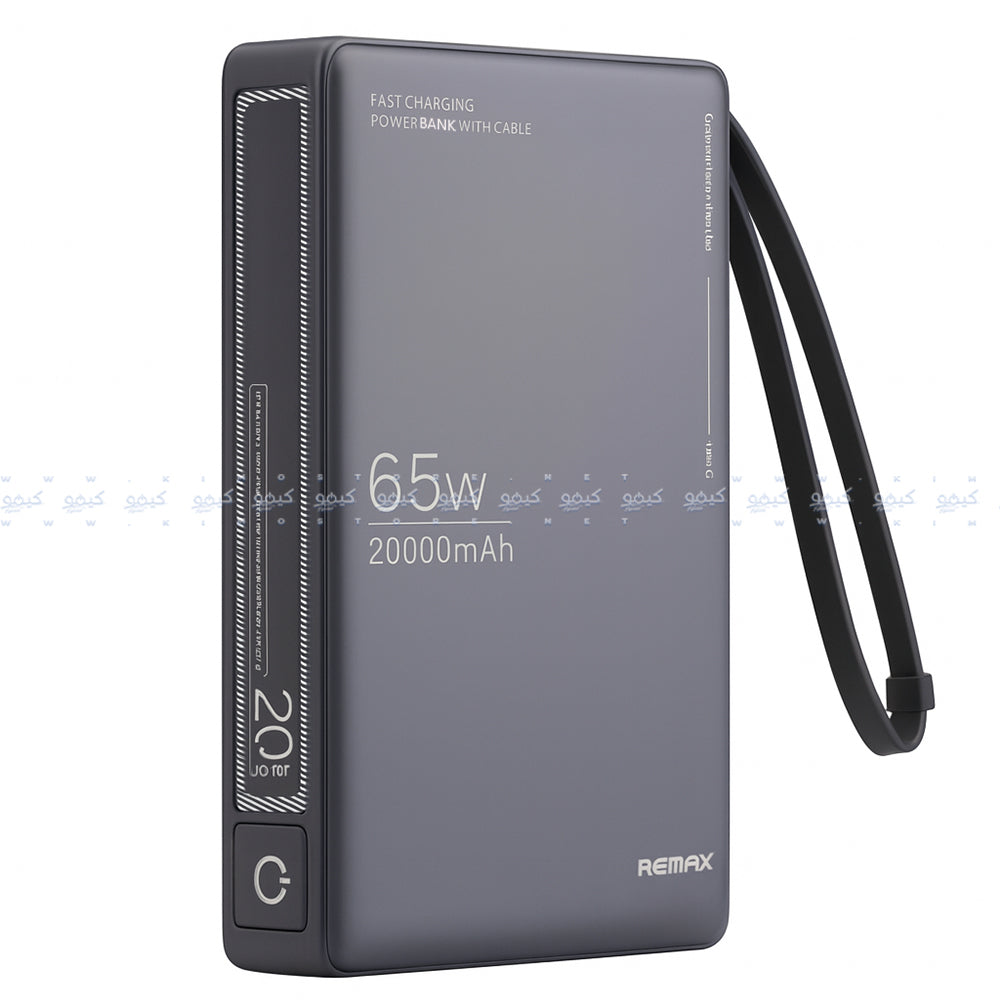 Remax RPP-87 Power Bank USB + Type-C 65W Fast Charging 20000mAh Built-In Type-C Cable - Space Gray