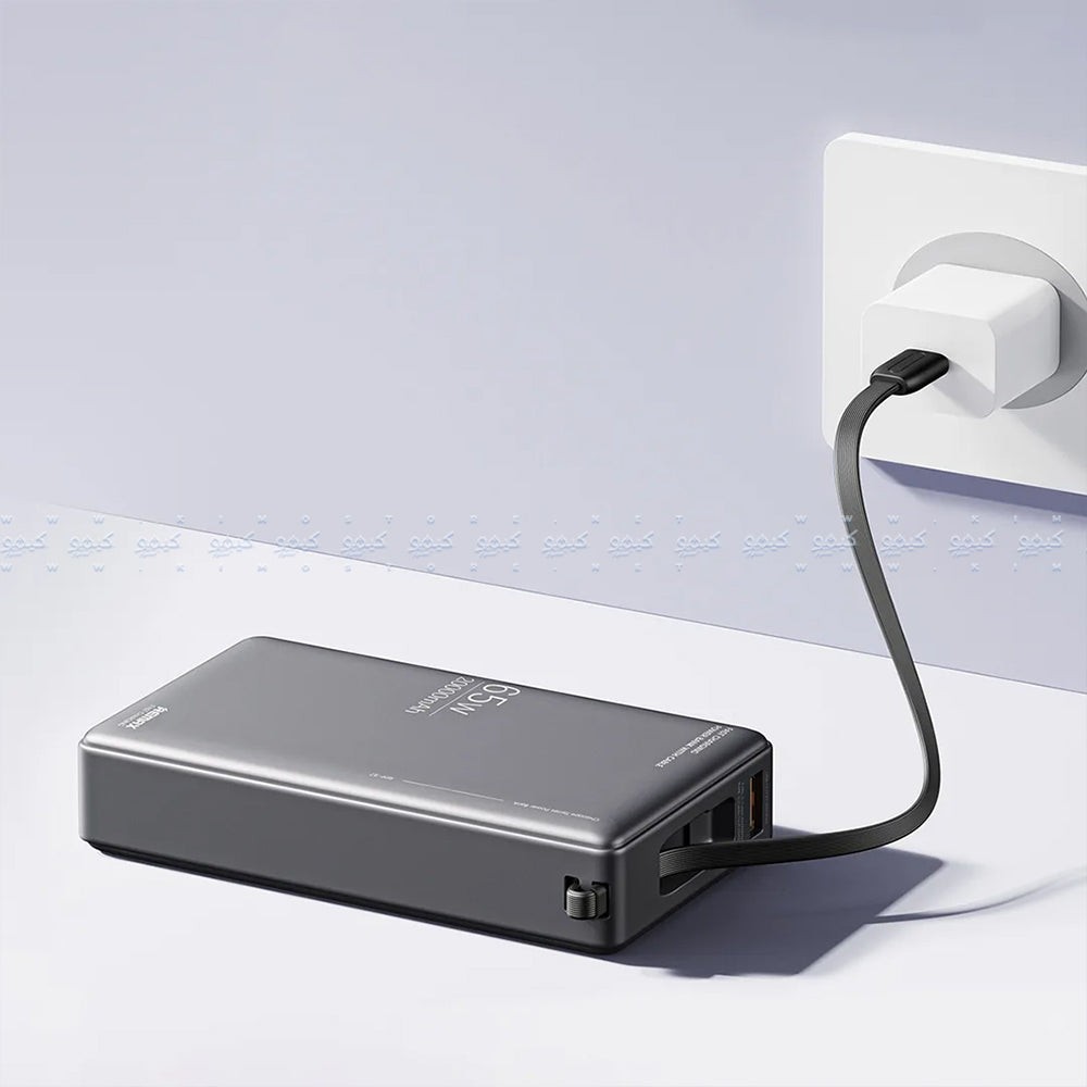 Remax RPP-87 Power Bank USB + Type-C 65W Fast Charging 20000mAh Built-In Type-C Cable - Space Gray