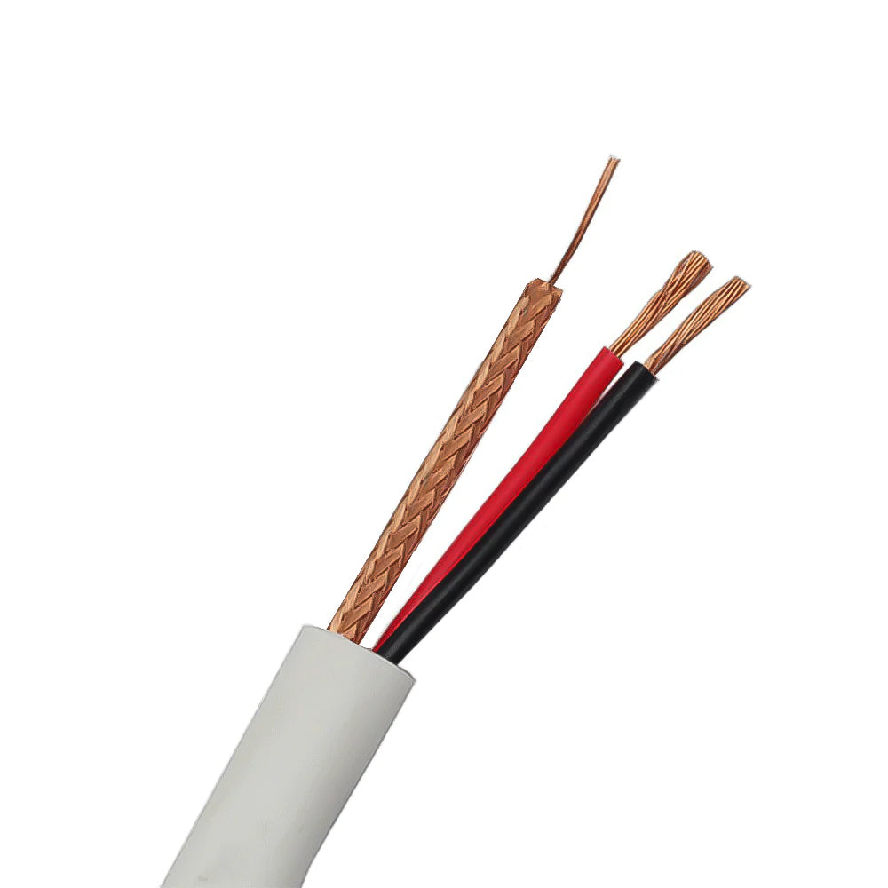 كابل كاميرا باور + داتا اس تي-ستاندرد 100 متر ST-C50-100 RG174 - أبيض