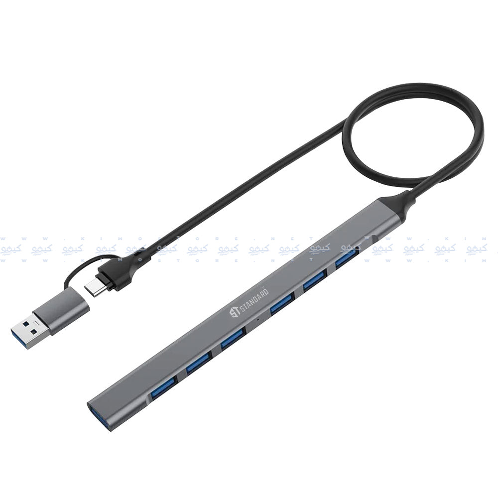 محول موزع تايب سي + يو اس بي 2 في 7 اس تي ستاندرد 7 منافذ ST-UCA9702