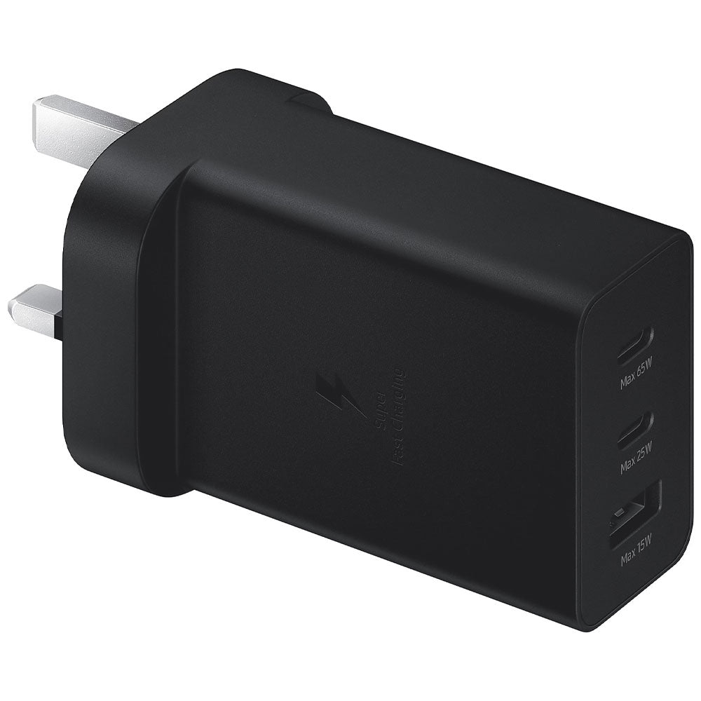 Samsung EP-T6530NBEGGB Trio Wall Charger 2x PD Type-C + USB 65W Fast Charging (UK Plug) - Black