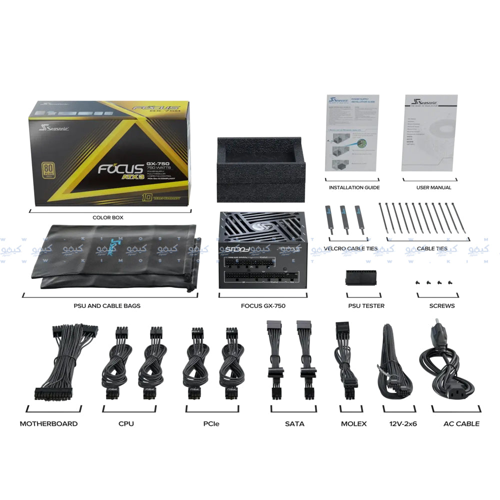 باور سبلاي سي سونيك 80 بلس ذهبي 750 وات FOCUS GX-750