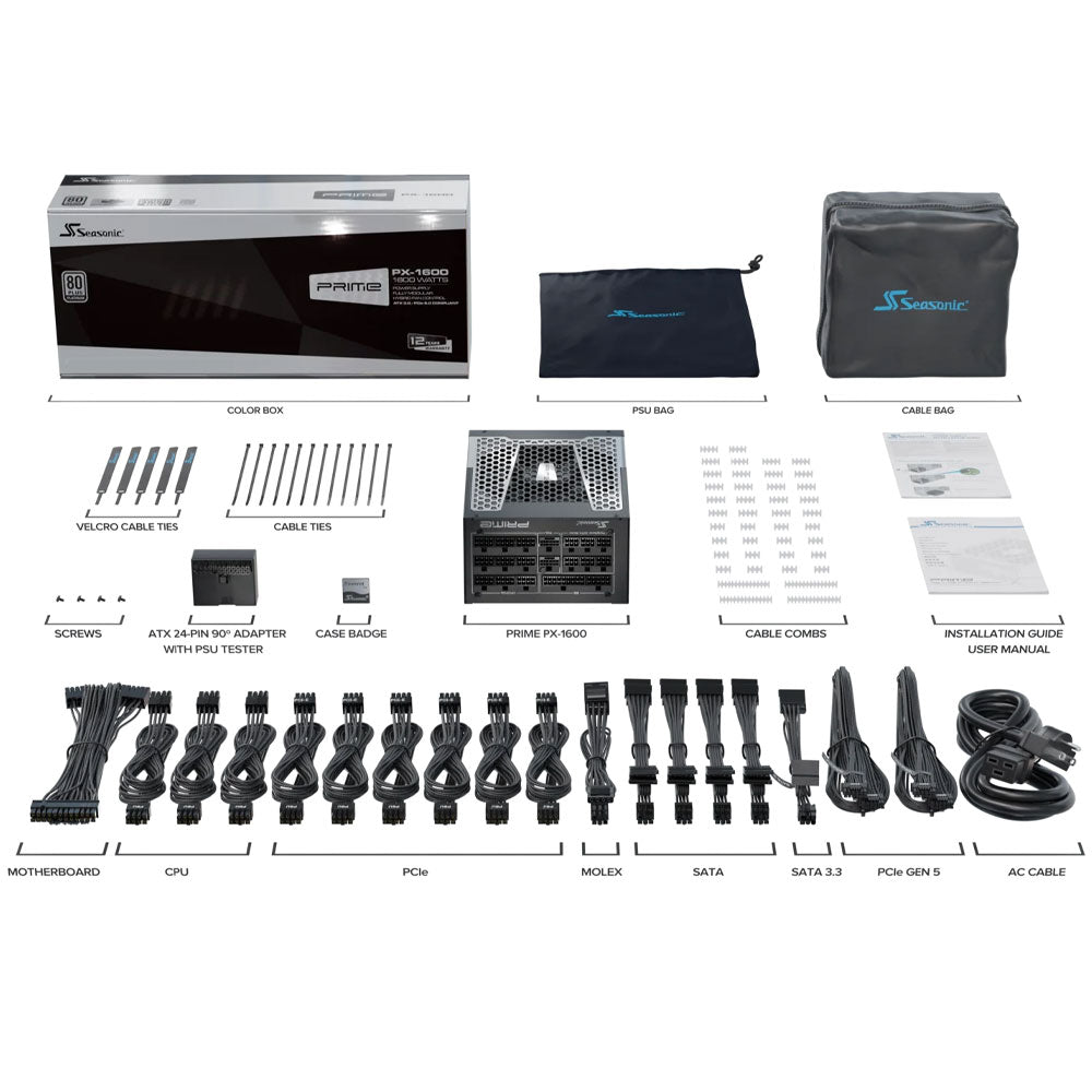 Seasonic PRIME PX-1600 1600W 80 PLUS Platinum Certified Power Supply