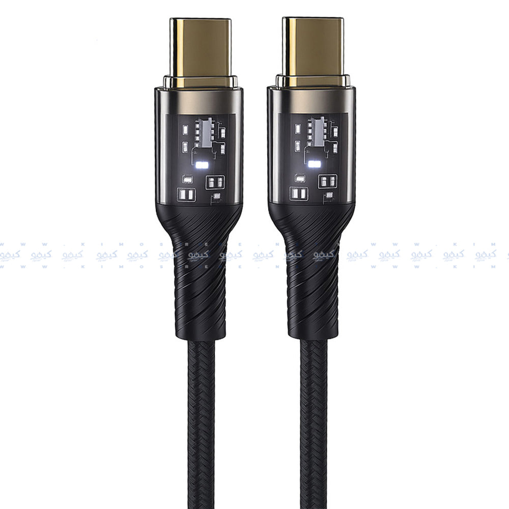 كابل شاحن موبايل شارك تايب سي إلى تايب سي بقوة 60 وات شحن سريع 1 متر SH-110C - أسود