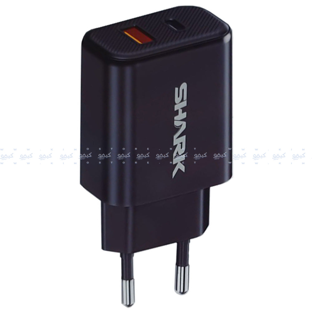 Shark SH-208 Wall Charger USB + PD Type-C 45W Fast Charging - Black