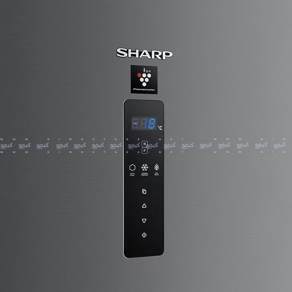 ثلاجة شارب نوفروست انفرتر ديجيتال 2 باب 558 لتر - ستانلس داكن