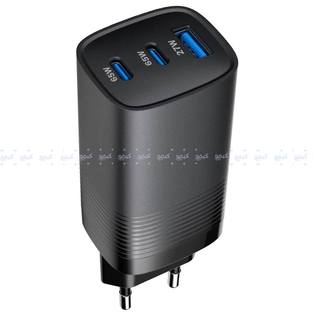 Smart Gate SGCH-65CCAGaNB Wall Charger USB + 2x Type-C 65W Fast Charging - Black