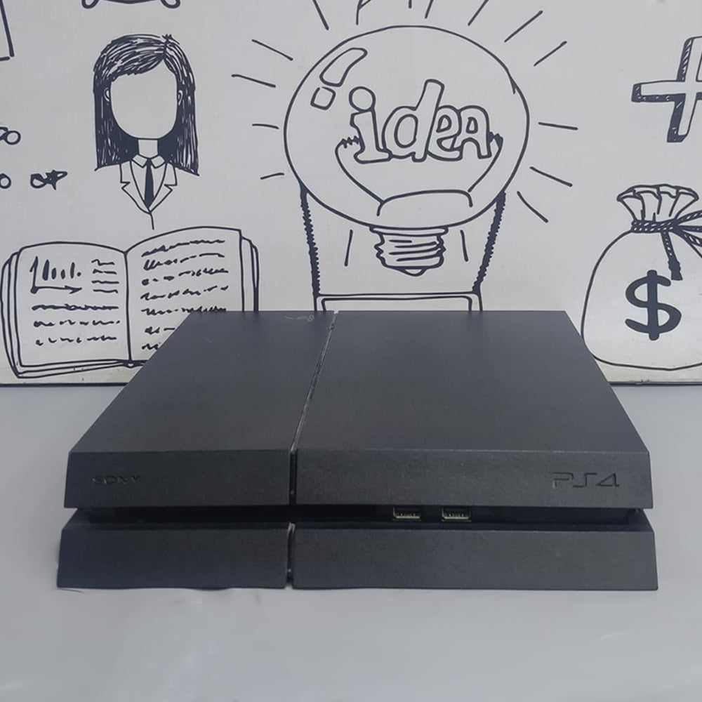 بلاي ستيشن 4 سليم كونسول سوني 500 جيجابايت + ذراع تحكم لاسلكي دوال شوك الإصدار 12.54 + 4 العاب (مورتال كومبات إكس إل - واتش دوغز - كول أوف ديوتي بلاك أوبس - فيفا 21) (استعمال خارج)