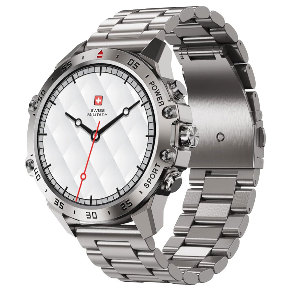 Swiss Military DOM 5 Smart Watch Silver Metal Case With Silver Metal Strap