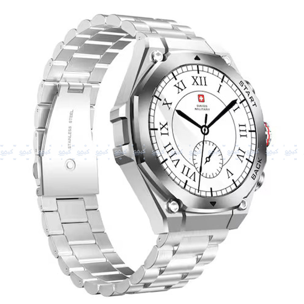 ساعة سمارت سويس ميليتاري DOM 6 هيكل معدني فضي مع سوار معدني فضي