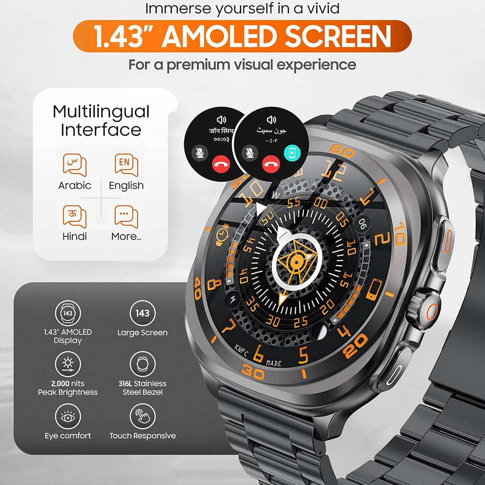 ساعة سمارت سويس ميليتاري DOM 7 هيكل معدني رمادي داكن مع سوار معدني اسود