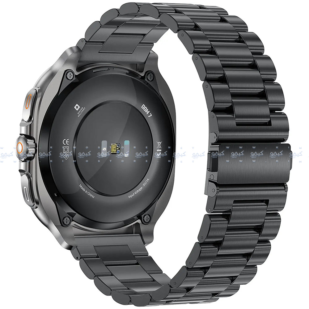 ساعة سمارت سويس ميليتاري DOM 7 هيكل معدني رمادي داكن مع سوار معدني اسود