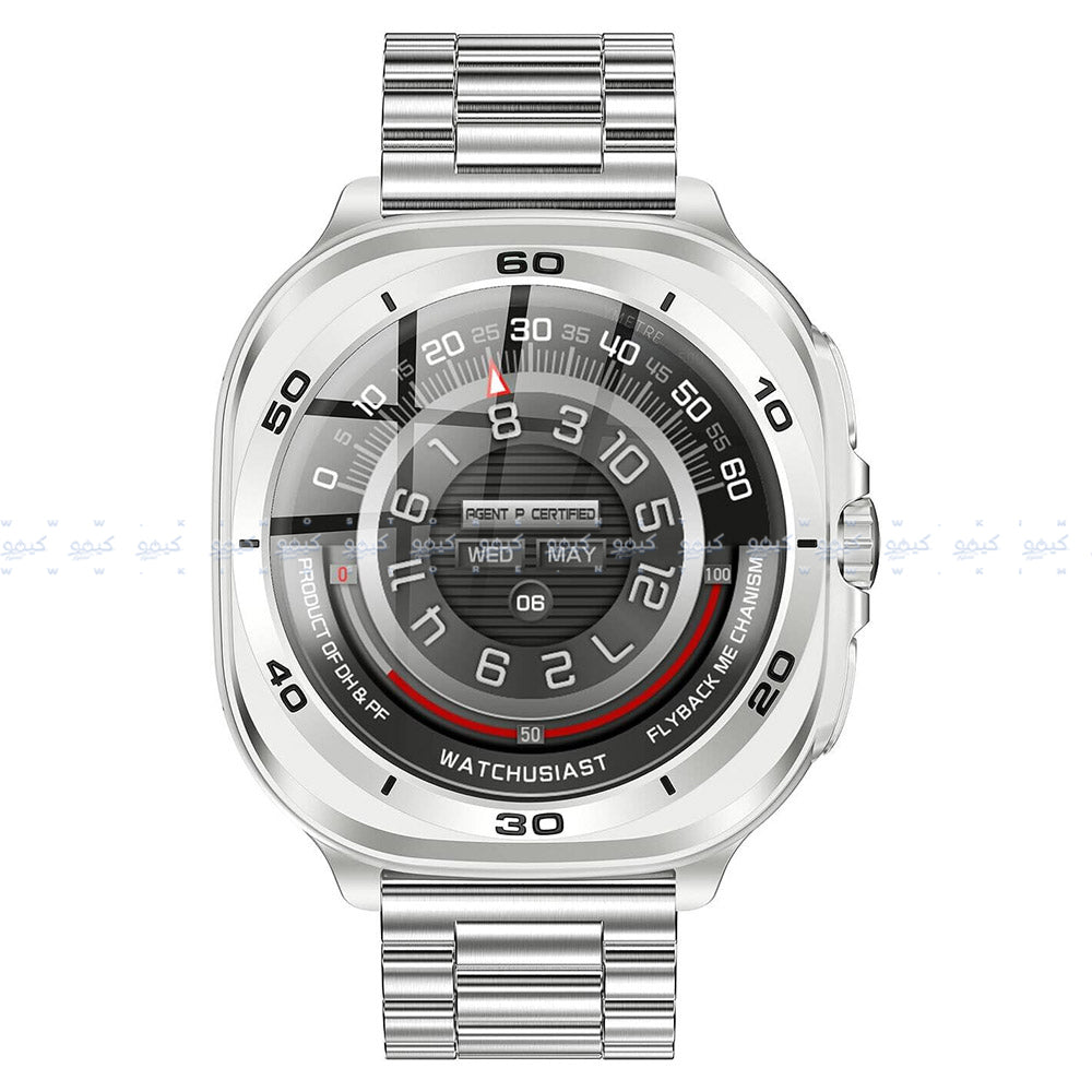 Swiss Military DOM 7 Smart Watch Silver Metal Case With Silver Metal Strap
