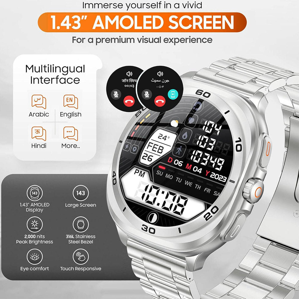 Silver Metal Case With Silver Metal Strap