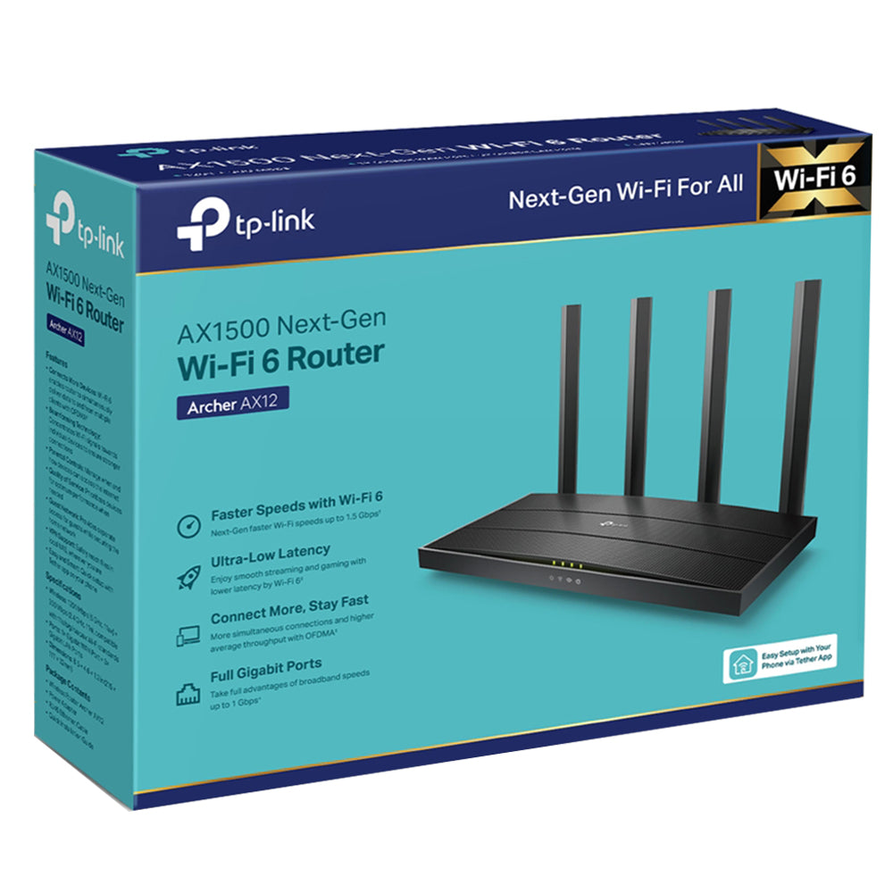 اكسس بوينت تي بي لينك 4 منافذ 4 انتينا 1500 ميجابايت في الثانية Archer AX12 AX1500 WI-FI 6