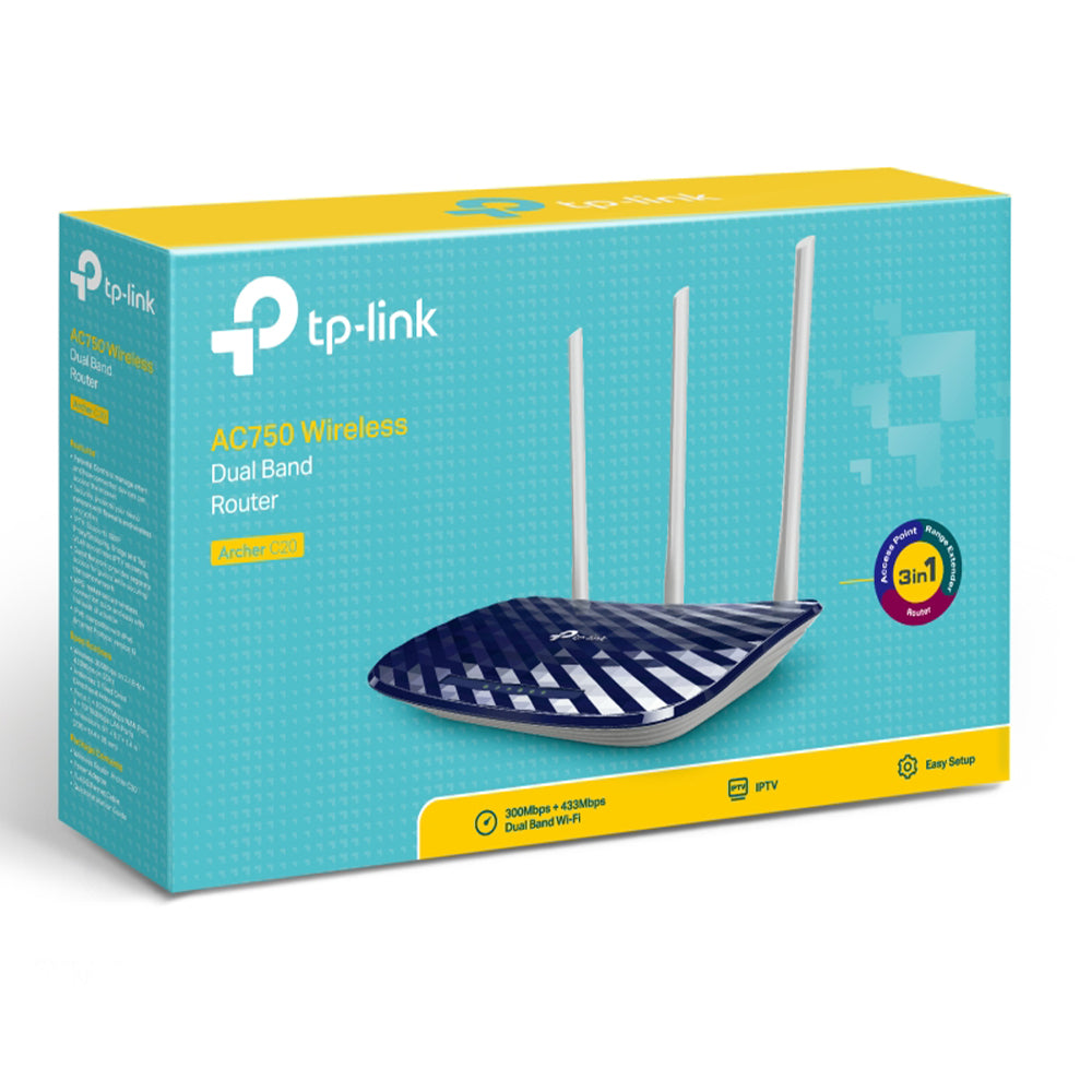 TP-Link Archer C20 AC750 Access Point 4 Ports 3 Antenna