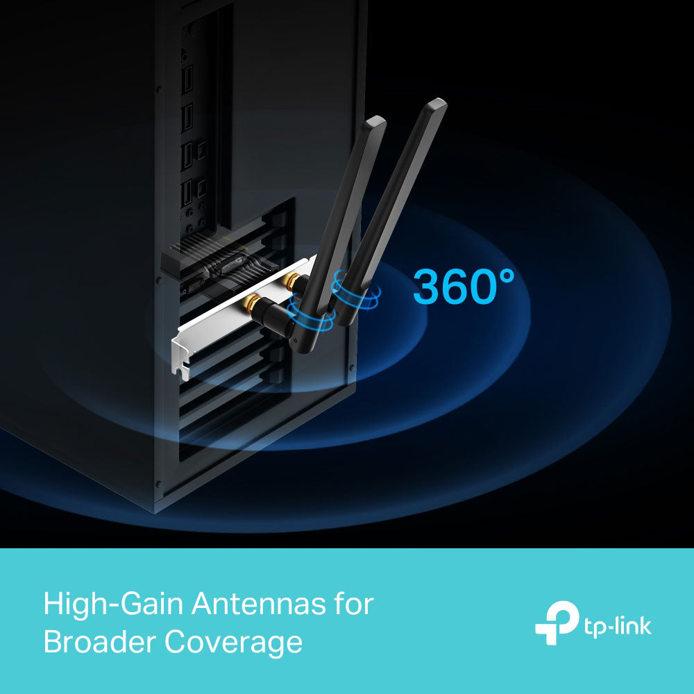 كارت لان تى بي لينك PCI اكسبرس لاسلكي واي فاي بلوتوث ثنائي النطاق مع انتينا 3000 ميجابت في الثانية Archer TX55E AX3000