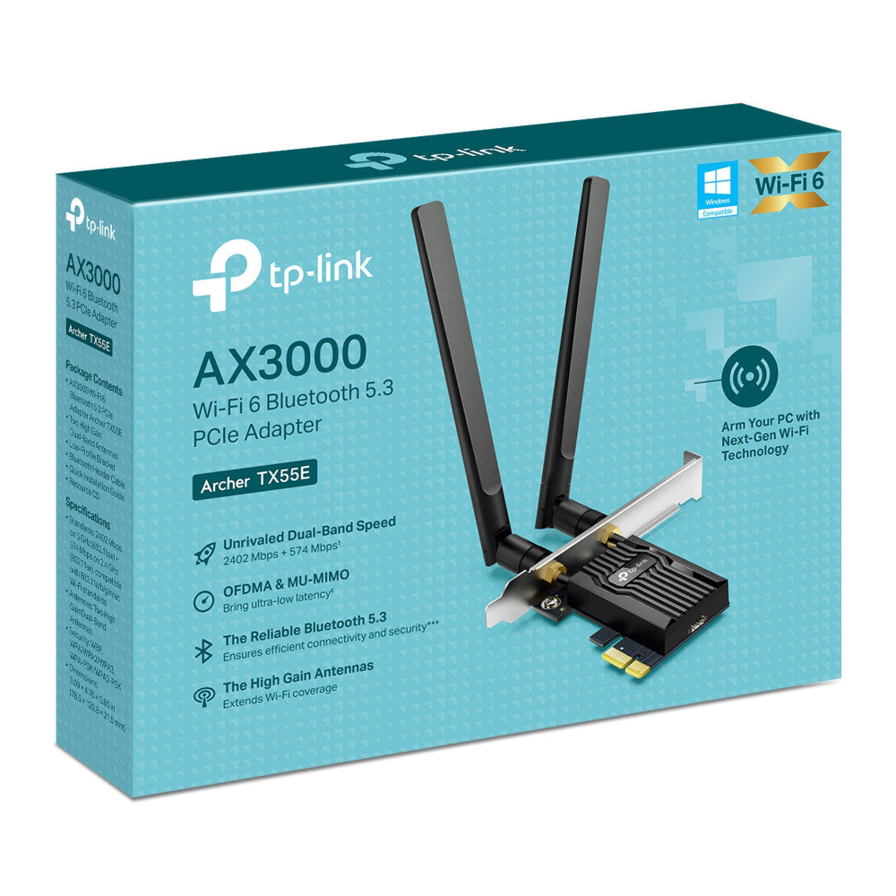 كارت لان تى بي لينك PCI اكسبرس لاسلكي واي فاي بلوتوث ثنائي النطاق مع انتينا 3000 ميجابت في الثانية Archer TX55E AX3000