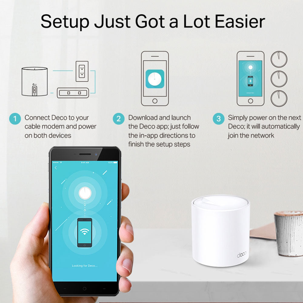 نظام شبكة Wi-Fi 6 للمنزل بالكامل تي بي لينك قطعة واحده1800 ميجابايت/ثانية Deco X20 AX1800