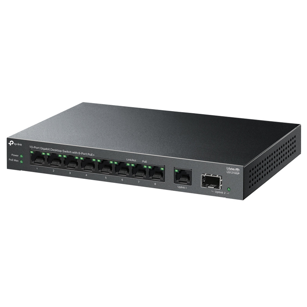 سويتش تي بي لينك 8 منافذ 1000/100/10 ميجابت في الثانية +PoE + منفذ (SFP) 1000/100/10 ميجابت في الثانية 61 وات LS1210GP Unmanaged Desktop