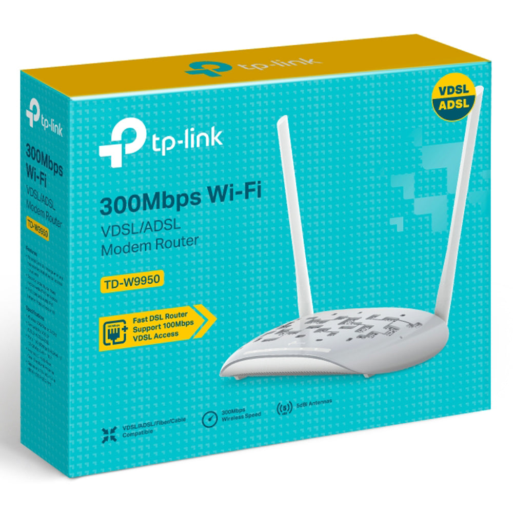 راوتر تي بي لينك 4 منافذ 2 انتينا 300 ميجابايت في الثانية TD-W9950 VDSL/ADSL Modem