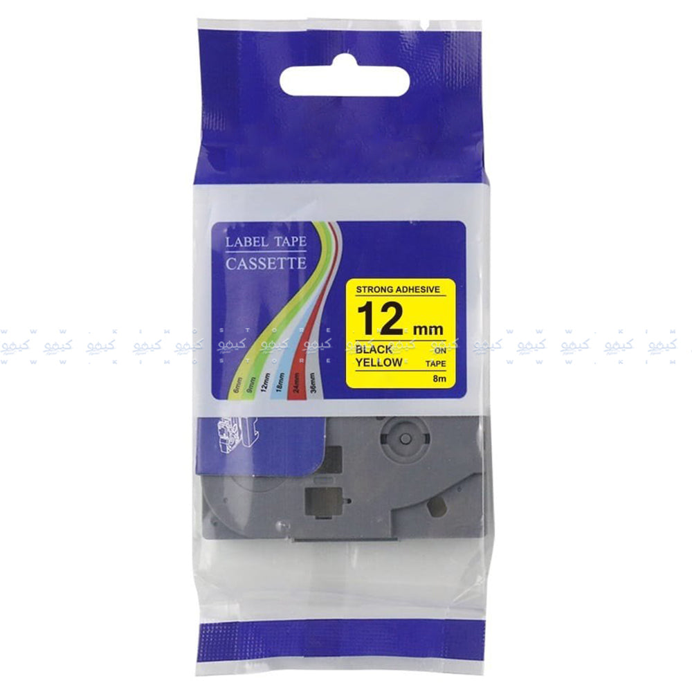 شريط ملصقات أسود في أصفر 12 ملم 8 م TZC-631