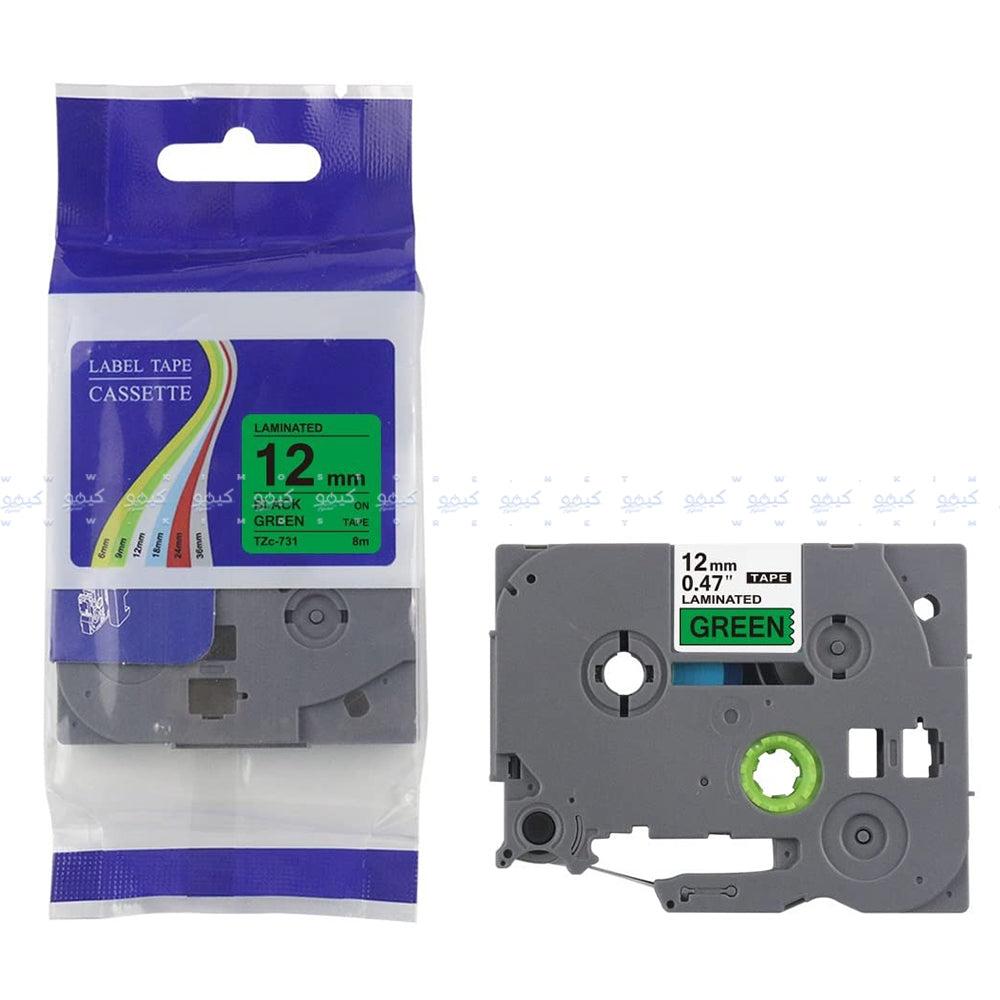 TZc-731 Black on Green Label Tape 12mm 8m (Copy)